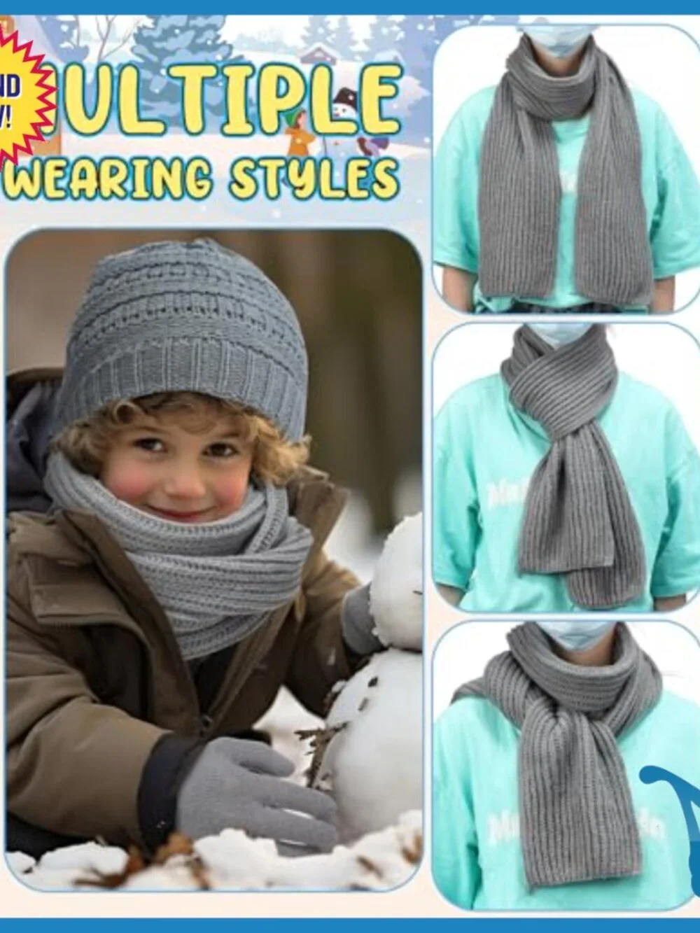 Kids Winter Hat Gloves Scarf Set, Acrylic Knit, 54-Piece Bulk